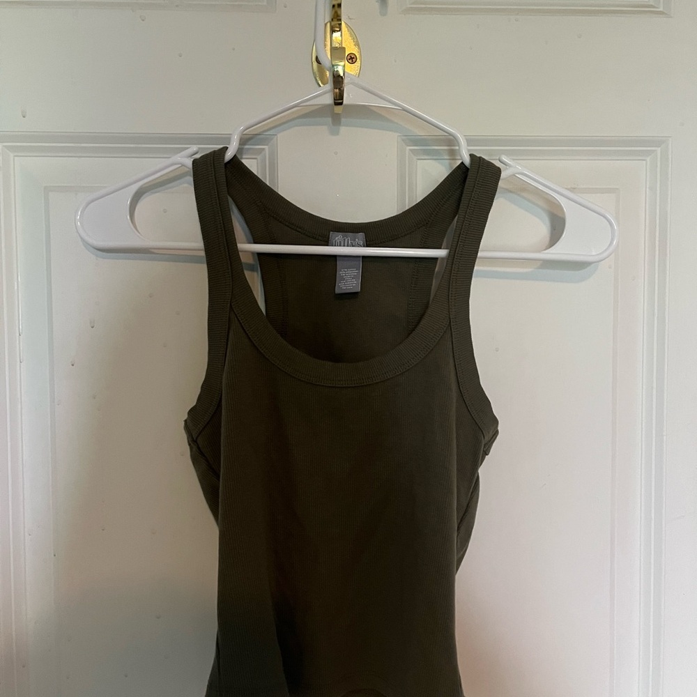 Tilly's Olive Green Fitted Sleeveless Scoop Neck Tank Top